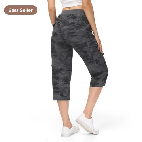 ✨✨Womens Lightweight Capris Hiking Pants 6 Pockets Quick Dry Cargo Outdoor Trip Loose Shorts COMFY MOMS OVER 30
