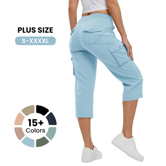 📦📦Womens Lightweight Capris Hiking Pants 6 Pockets Quick Dry Cargo Outdoor Trip Loose Shorts COMFY MOMS OVER 30