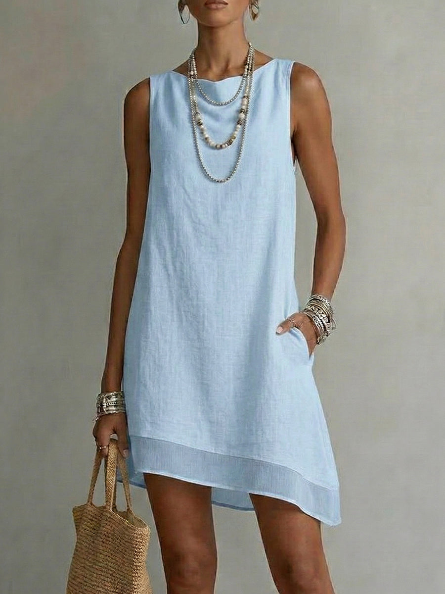 📦📦Mother's Day Sale 49% Off ⏰Women's Bateau Neck Sleeveless Diagonal Skirt Dress