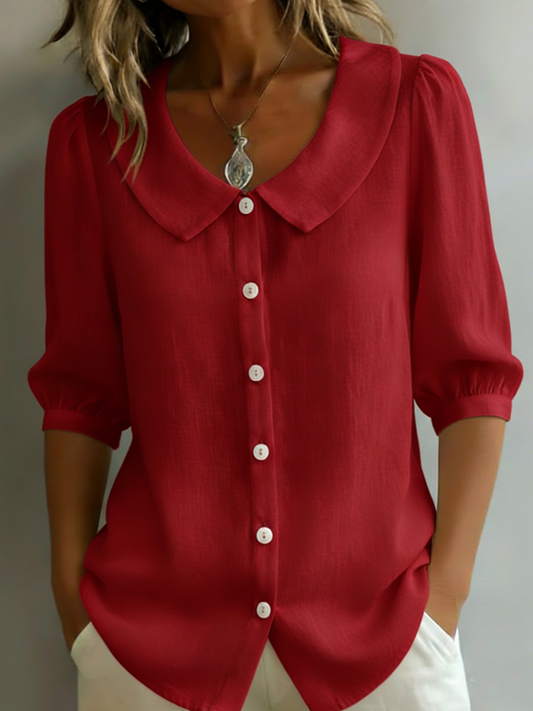 📦📦LAST DAY SAVE 49% ⏰ Retro Peter Pan Collar Button-up Cotton Shirt