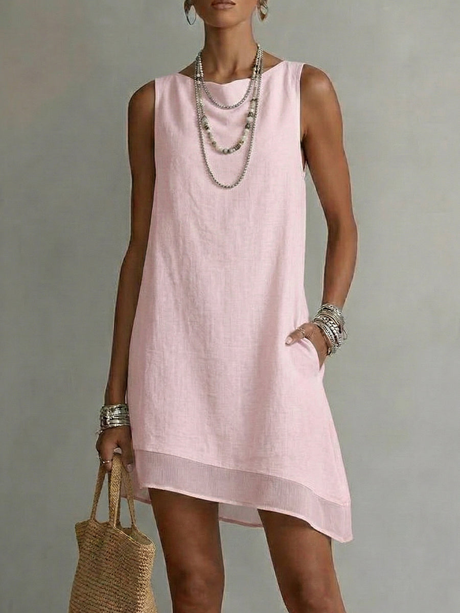 📦📦Mother's Day Sale 49% Off ⏰Women's Bateau Neck Sleeveless Diagonal Skirt Dress
