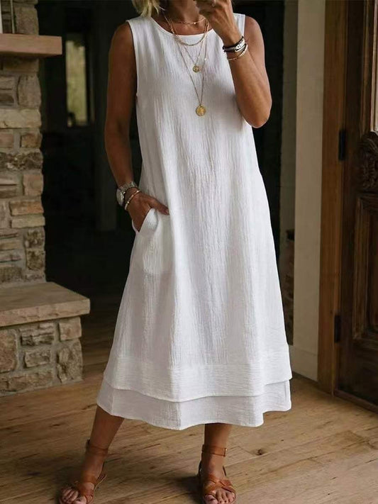 🌷🌷Women's 2026 Spring Summer Dress Sleeveless Round Neck A-Line Casual Dress