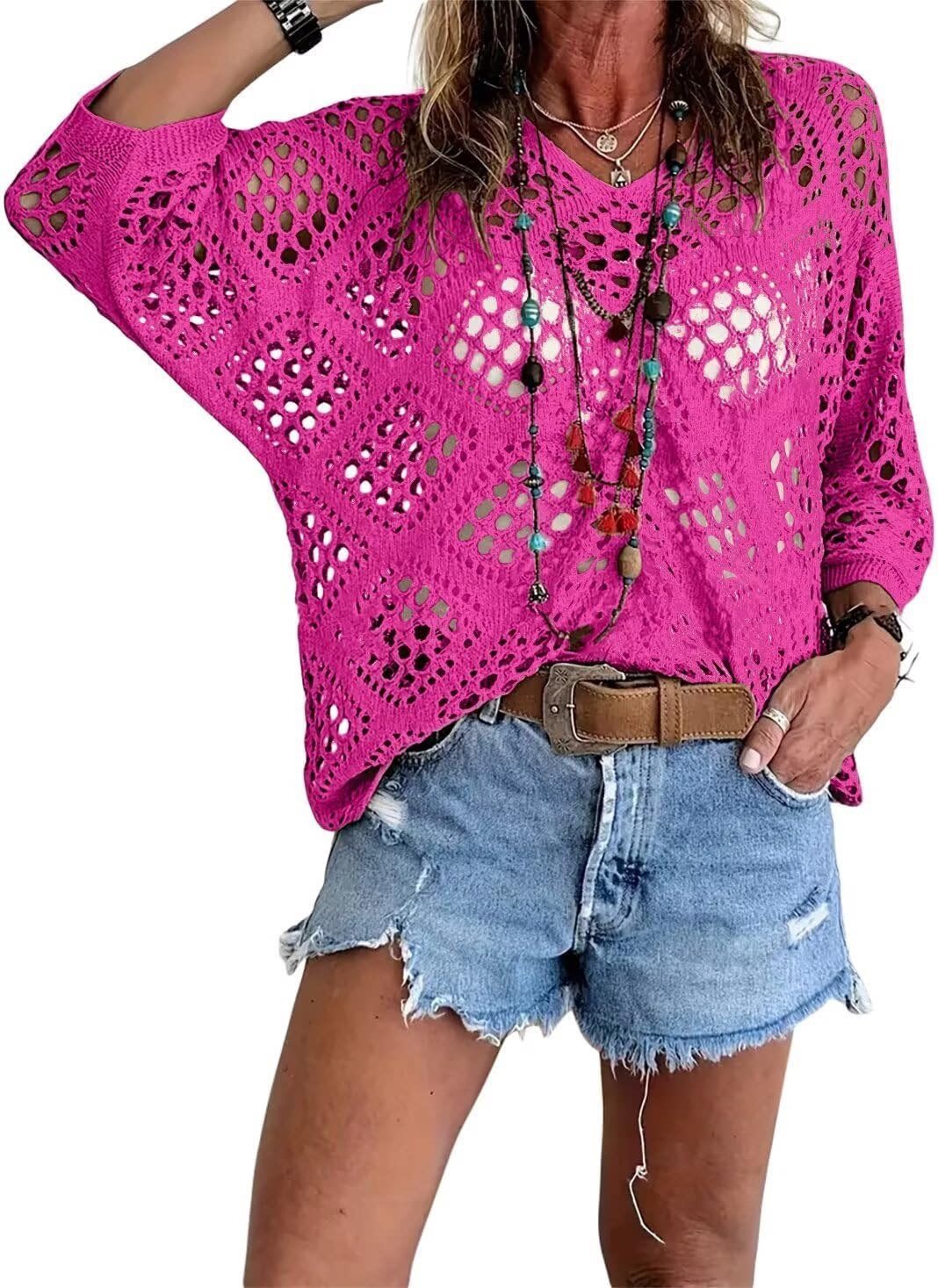 📦📦LAST DAY SAVE 49% ⏰ Handmade Crochet V‐Neck Boho Top | Apricot Summer Essential