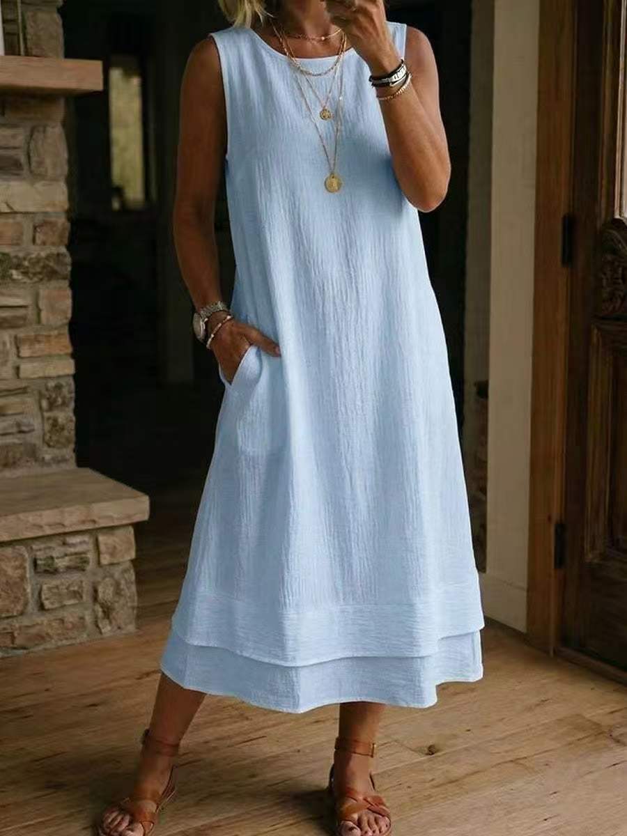 🌷🌷Women's 2026 Spring Summer Dress Sleeveless Round Neck A-Line Casual Dress