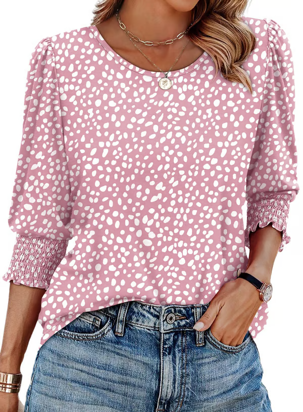 ✨⏰LAST DAY SAVE 49% ⏰ Women Dressy Casual 3/4 Length Sleeve Blouses with Smocked Cuffs
