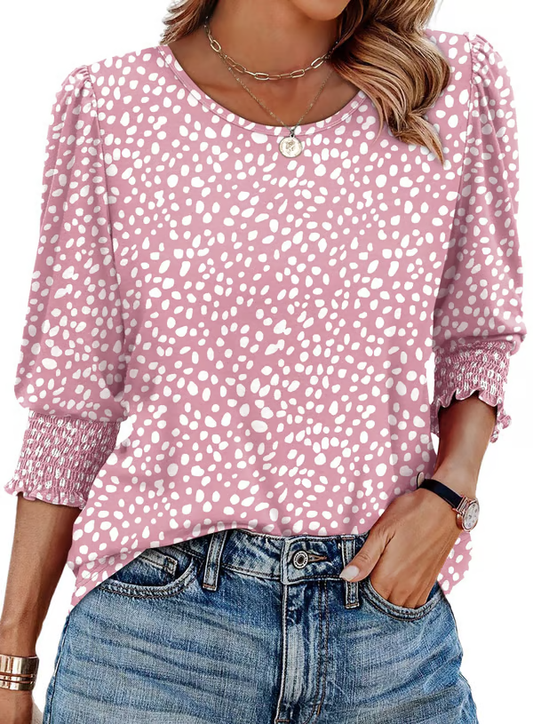✨⏰LAST DAY SAVE 49% ⏰ Women Dressy Casual 3/4 Length Sleeve Blouses with Smocked Cuffs