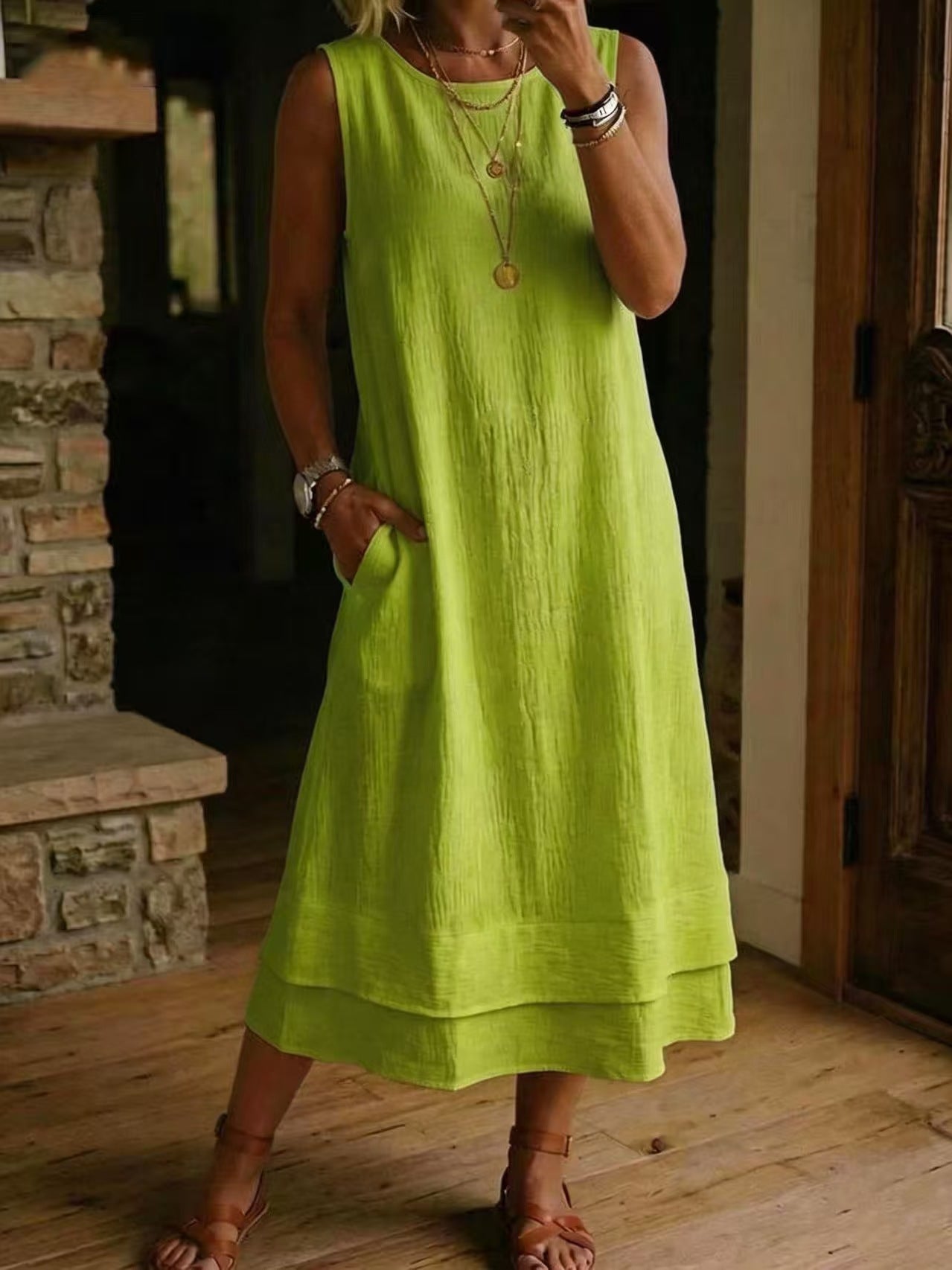 🌷🌷Women's 2026 Spring Summer Dress Sleeveless Round Neck A-Line Casual Dress
