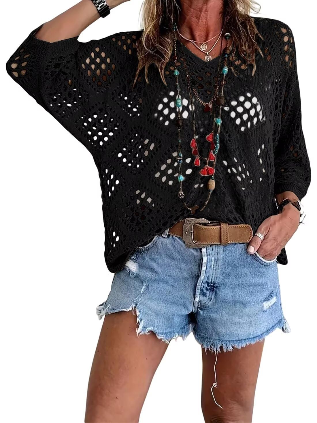 📦📦LAST DAY SAVE 49% ⏰ Handmade Crochet V‐Neck Boho Top | Apricot Summer Essential
