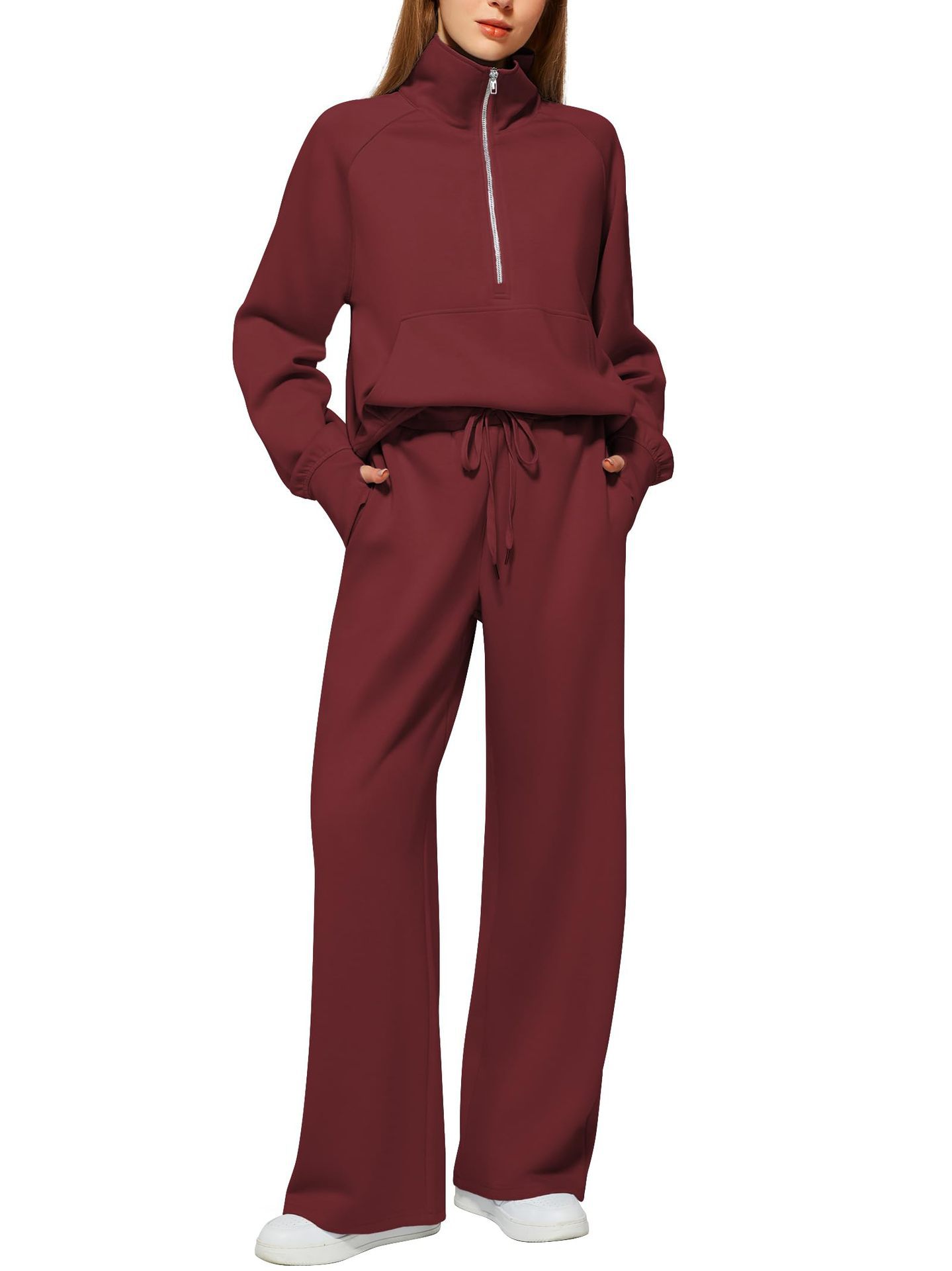 📦📦Buy 2 PCS for free shipping🔥 2026 Women's Solid Color Cotton Half Zip Two-Piece Set
