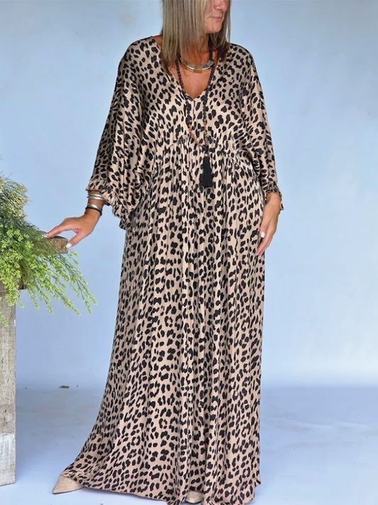 📦📦LAST DAY SAVE 49% ⏰Elegant & Cozy Loose-fit Leopard Print Dress