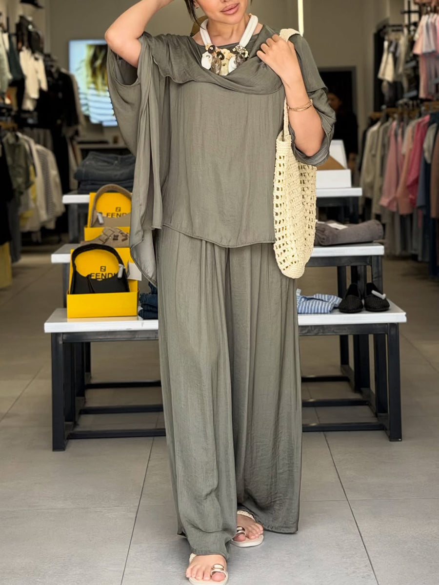💝💝Cozy, Loose-fitting Cotton Top And Pants Two-piece Set