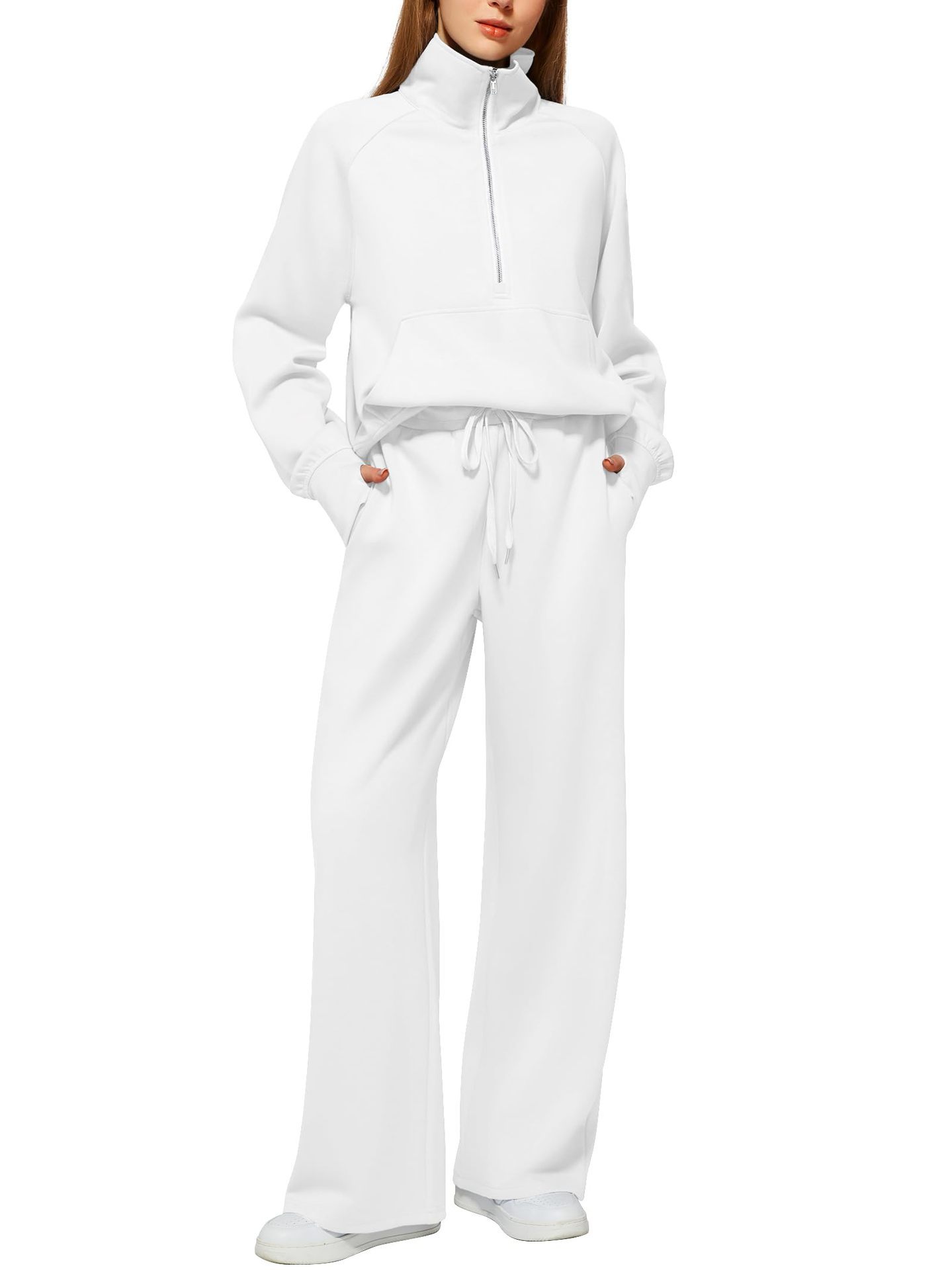 📦📦Buy 2 PCS for free shipping🔥 2026 Women's Solid Color Cotton Half Zip Two-Piece Set