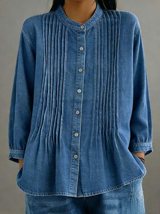 📦📦Buy 2 Free Shipping🔥Women's Casual Denim Pleated Shirt
