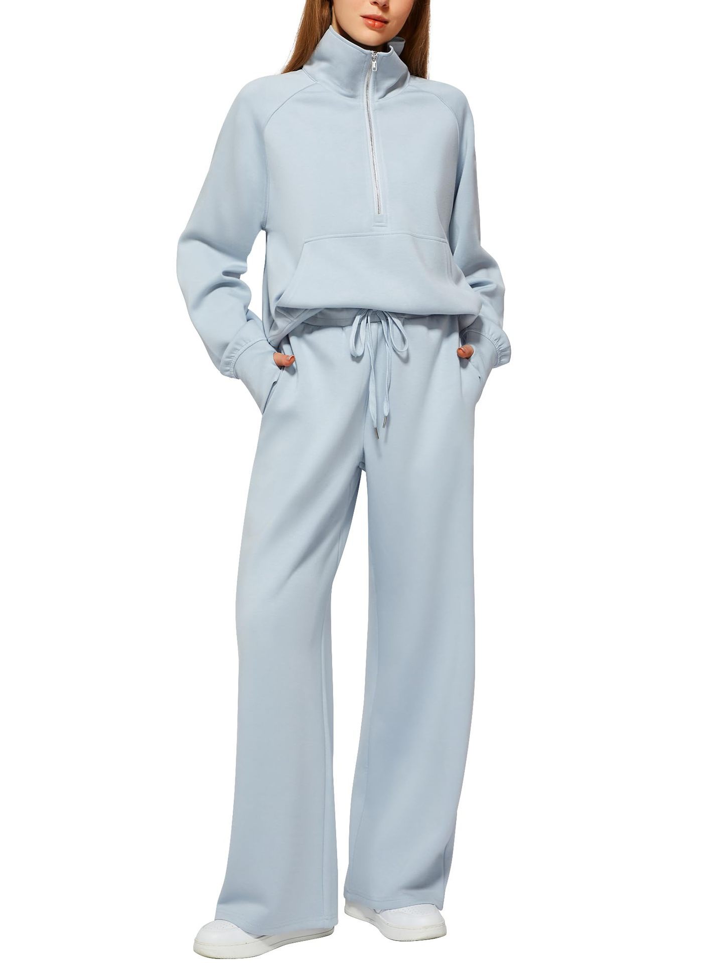 📦📦Buy 2 PCS for free shipping🔥 2026 Women's Solid Color Cotton Half Zip Two-Piece Set