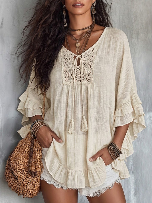 💝💝Women's Ruffle-trimmed Bohemian Top