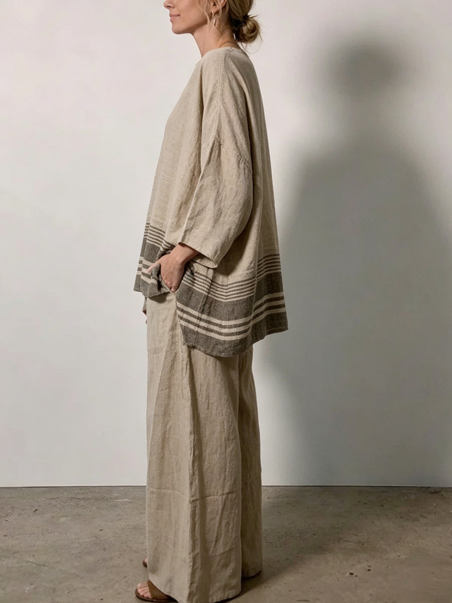 💝💝Women's Simple Design Comfortable Cotton And Linen Set