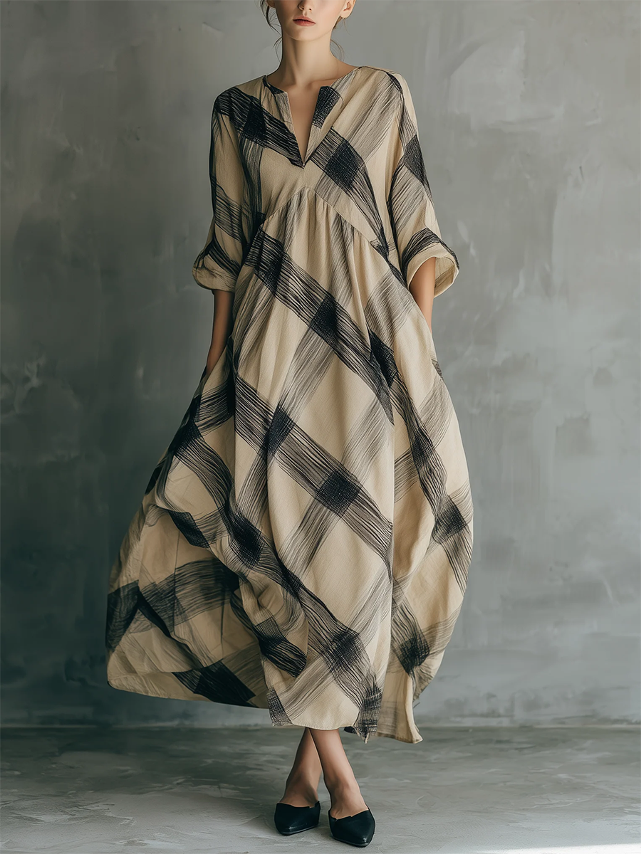 📦📦LAST DAY SAVE 49% ⏰Artistic Brushstroke Print Loose Cotton-linen Dress