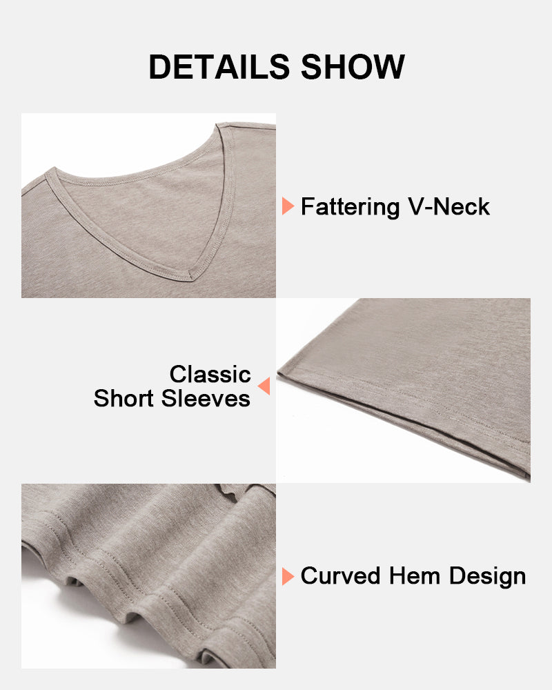 🌷🌷Womens Summer V-Neck Short Sleeve Loose Fit T-Shirt