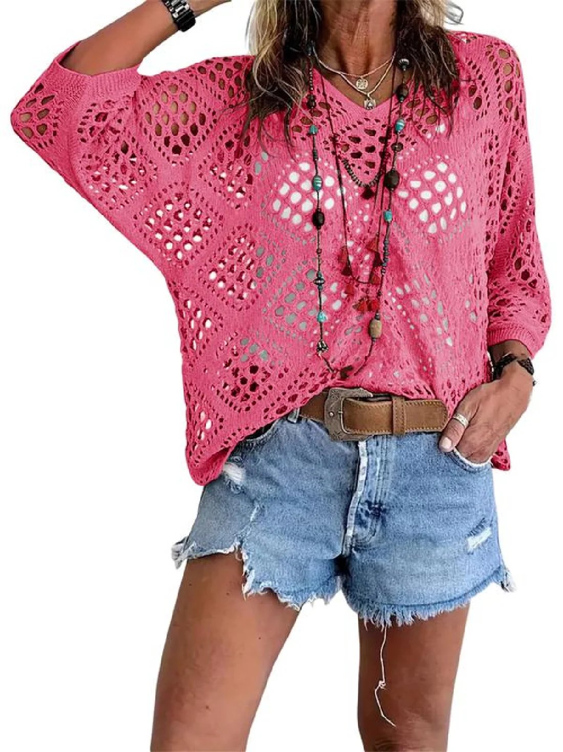 📦📦LAST DAY SAVE 49% ⏰ Handmade Crochet V‐Neck Boho Top | Apricot Summer Essential
