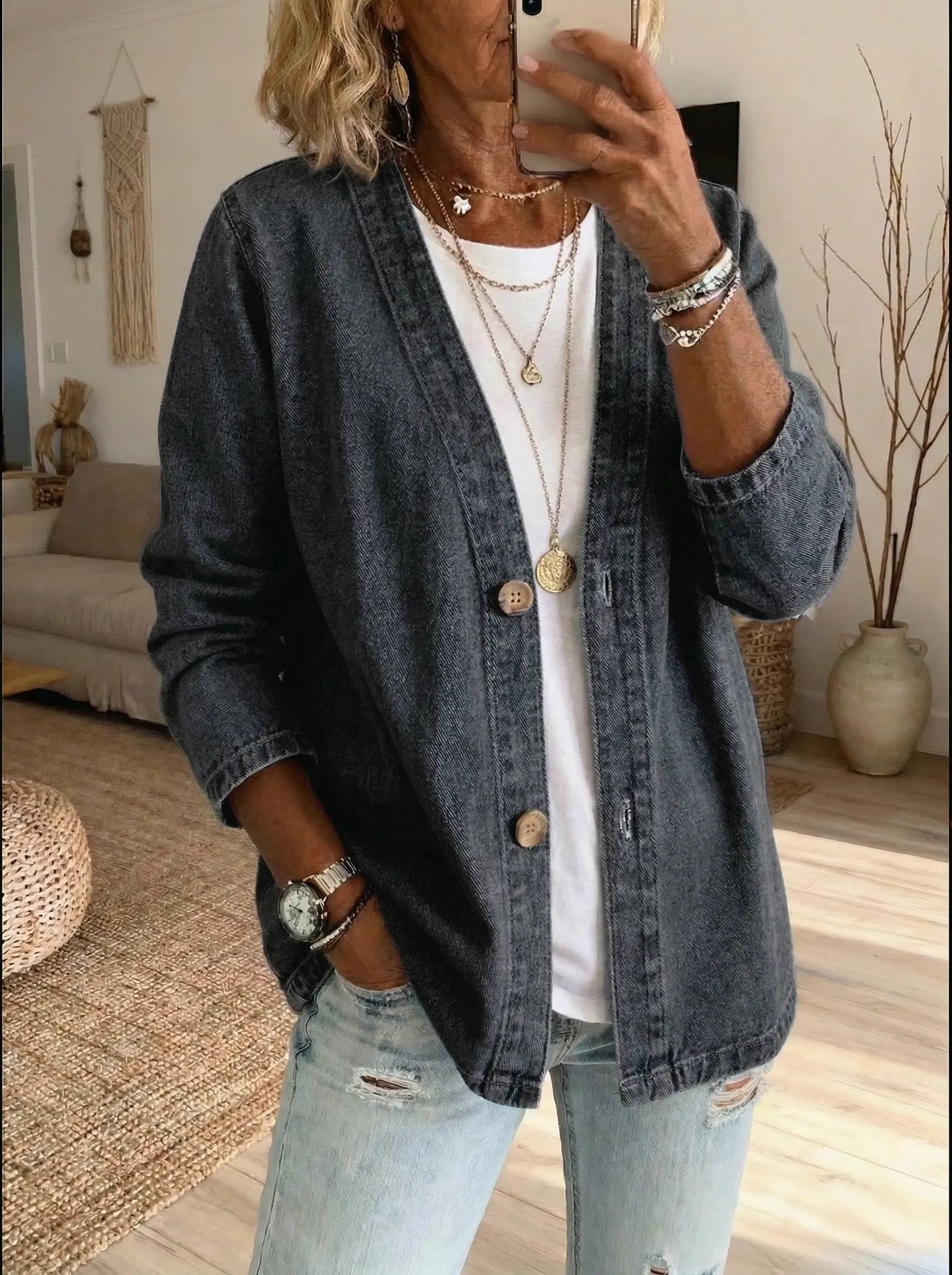 🌷🌷Dariah - Denim Button Coat
