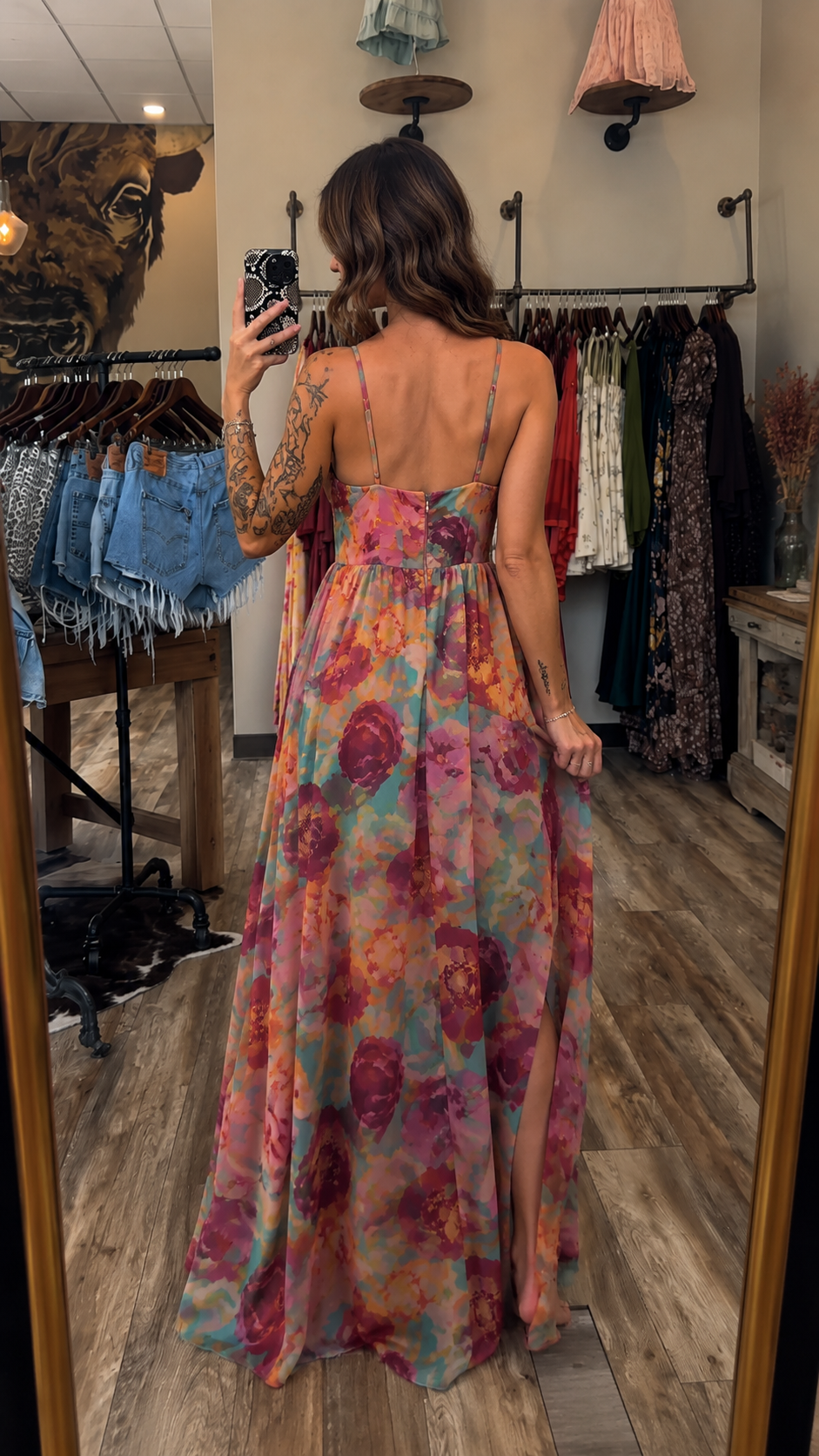 🌷🌷Watercolor Bloom Corset Maxi Dress