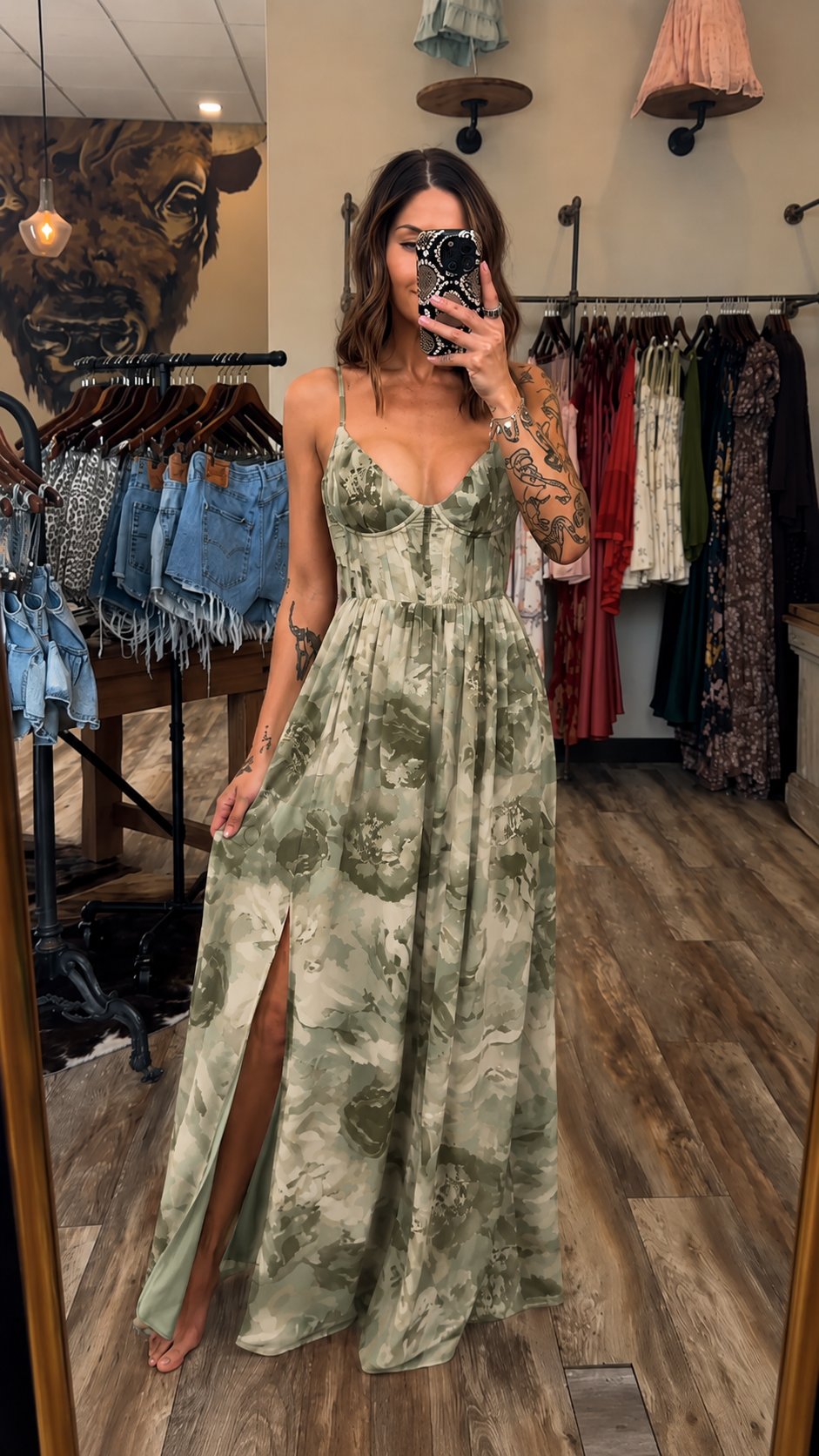 🌷🌷Watercolor Bloom Corset Maxi Dress