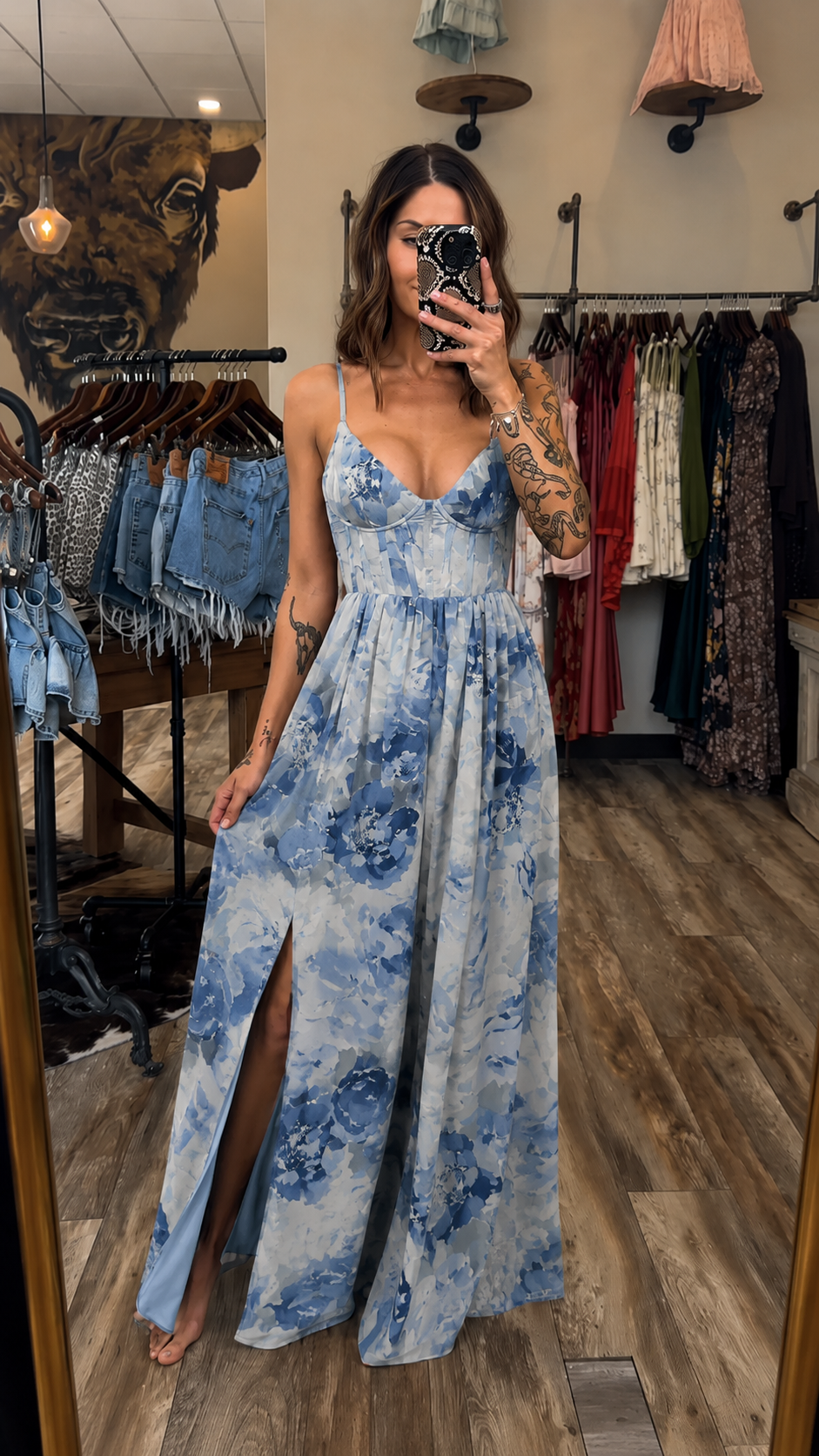 🌷🌷Watercolor Bloom Corset Maxi Dress