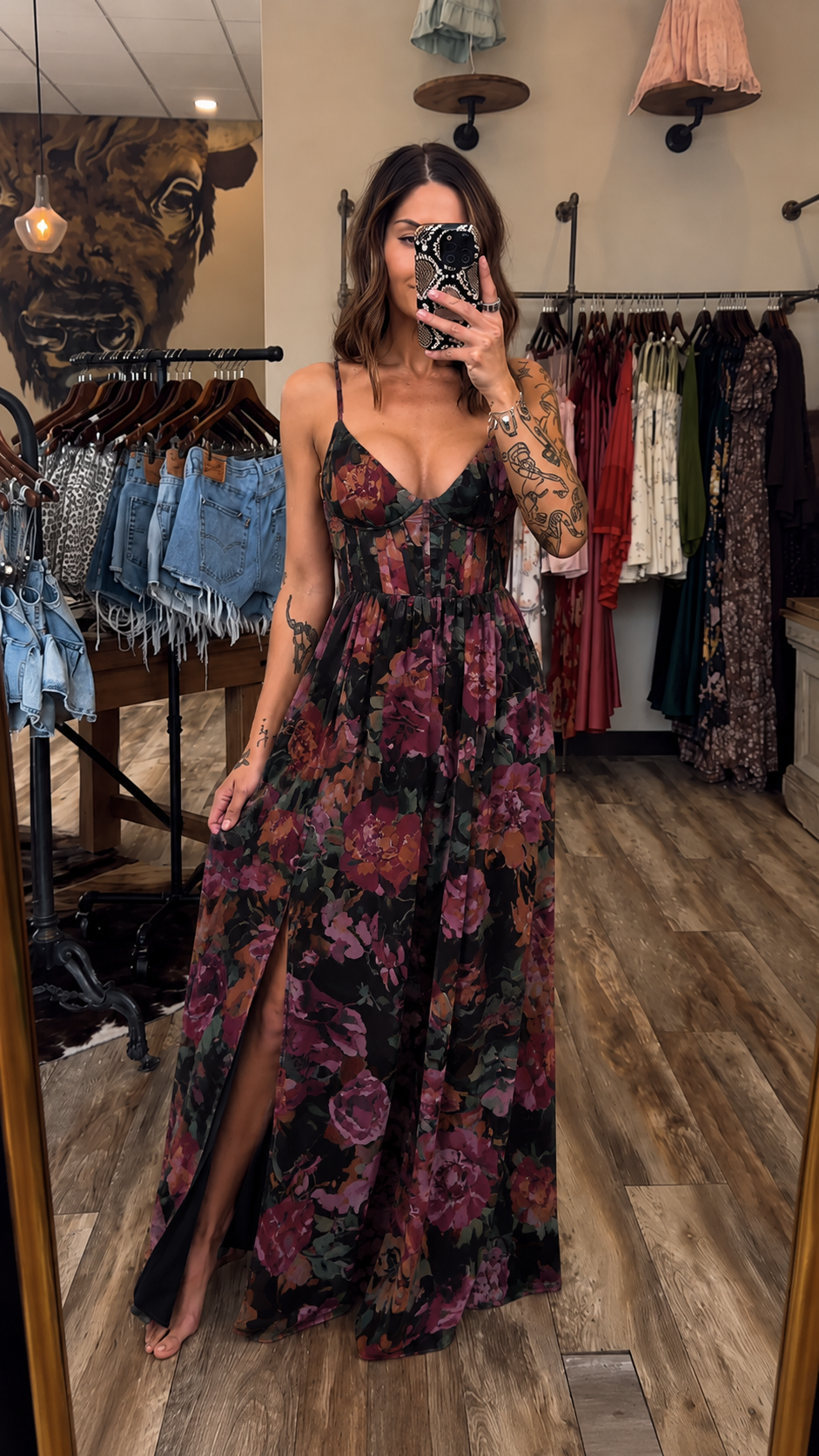 🌷🌷Watercolor Bloom Corset Maxi Dress