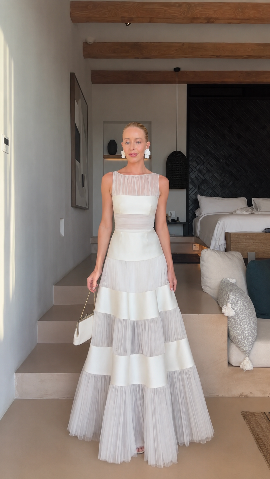 🌷🌷Celeste Tiered Mesh Panel Maxi Dress