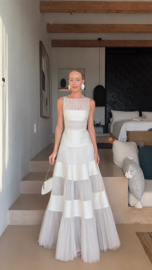 🌷🌷Celeste Tiered Mesh Panel Maxi Dress