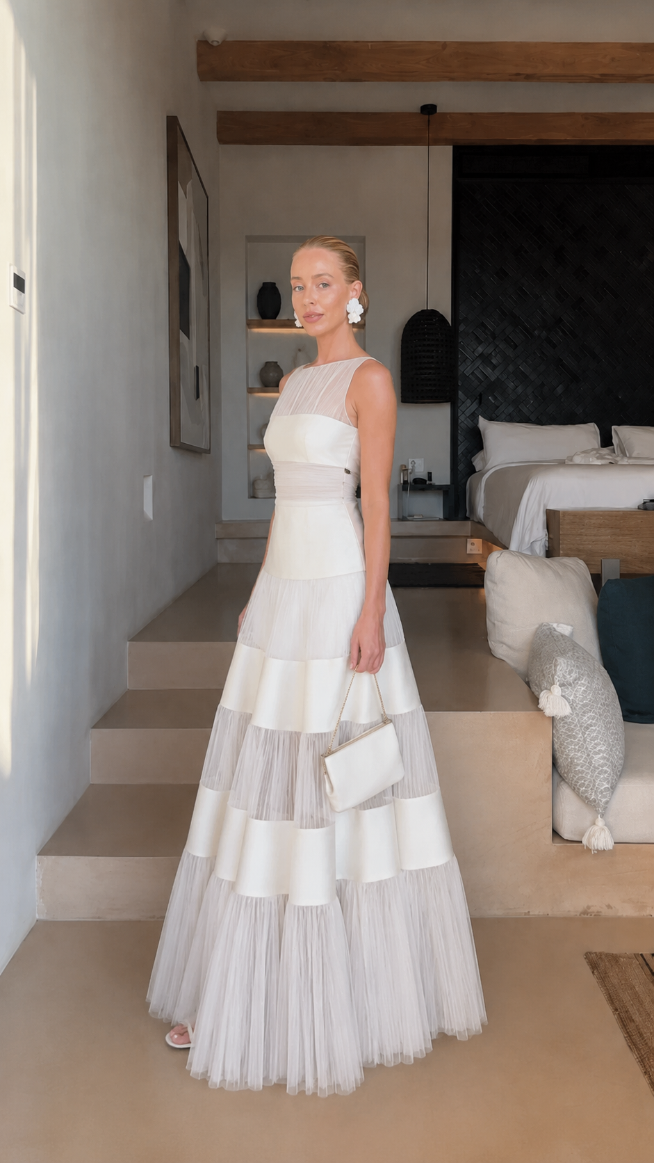 🌷🌷Celeste Tiered Mesh Panel Maxi Dress