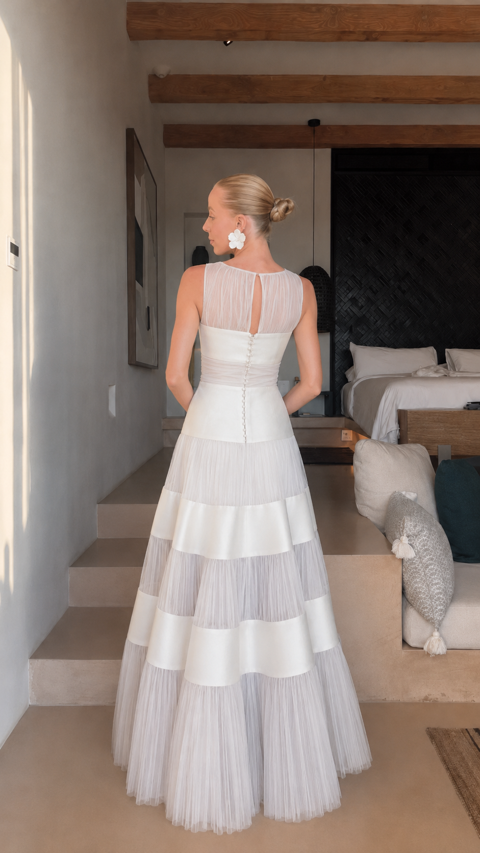 🌷🌷Celeste Tiered Mesh Panel Maxi Dress