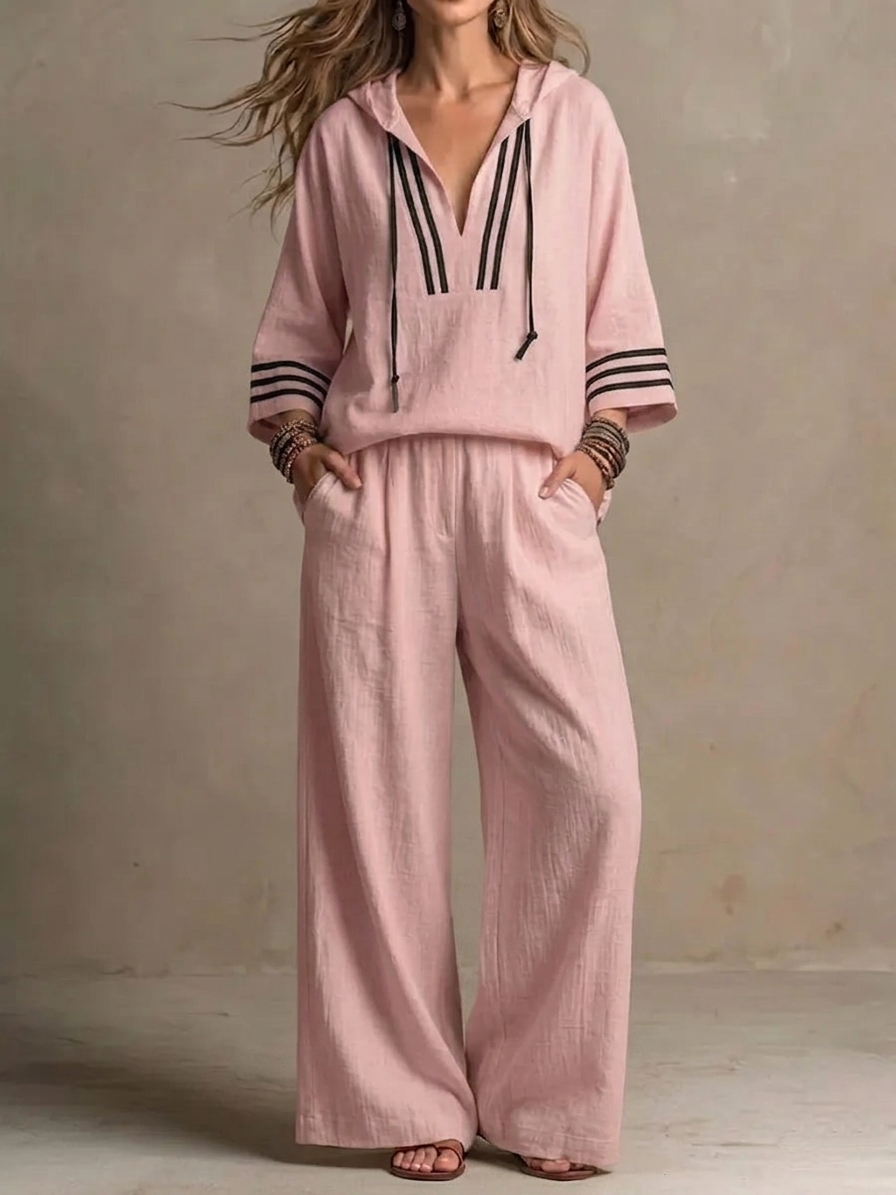 🌷🌷Today 49% off🔥 Women's Casual Loose Cotton-Linen Hooded Set