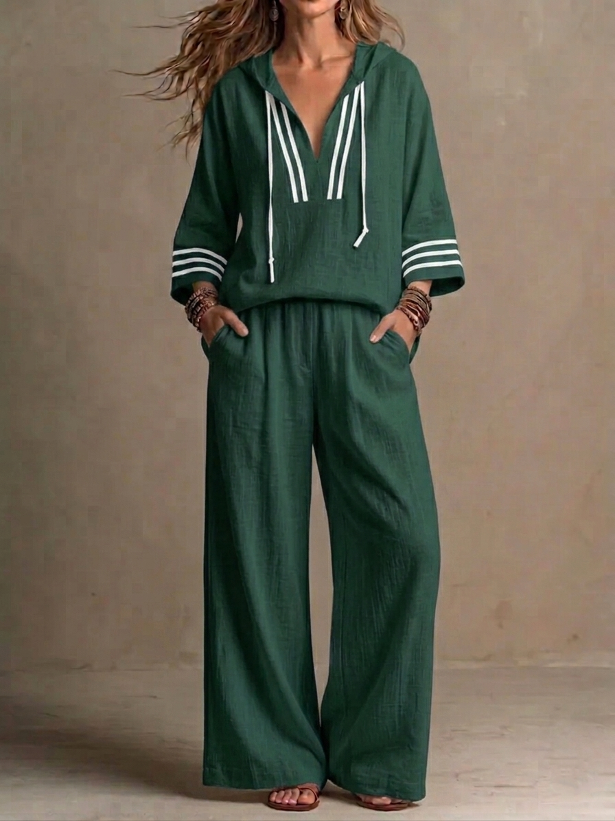 🌷🌷Today 49% off🔥 Women's Casual Loose Cotton-Linen Hooded Set