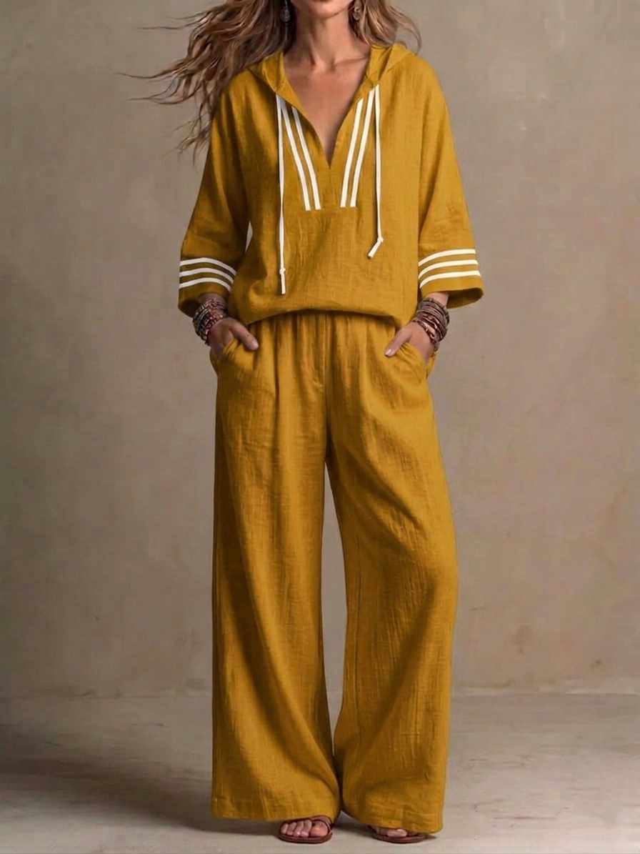 🌷🌷Today 49% off🔥 Women's Casual Loose Cotton-Linen Hooded Set
