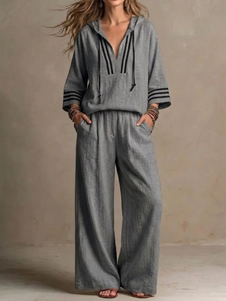 🌷🌷Today 49% off🔥 Women's Casual Loose Cotton-Linen Hooded Set
