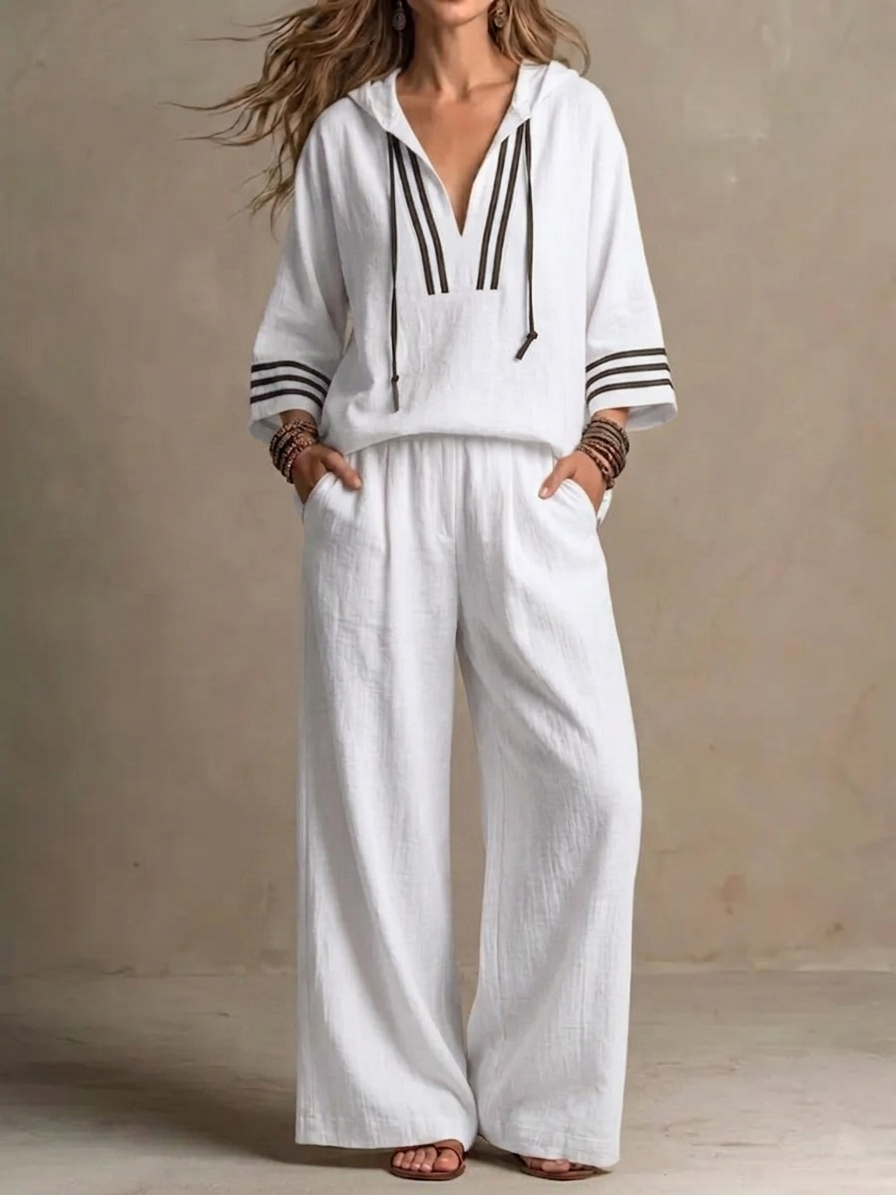 🌷🌷Today 49% off🔥 Women's Casual Loose Cotton-Linen Hooded Set