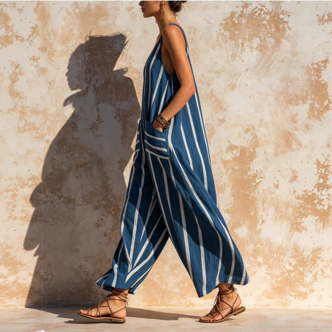 🌷🌷Relaxed Linen-Blend Jumpsuit