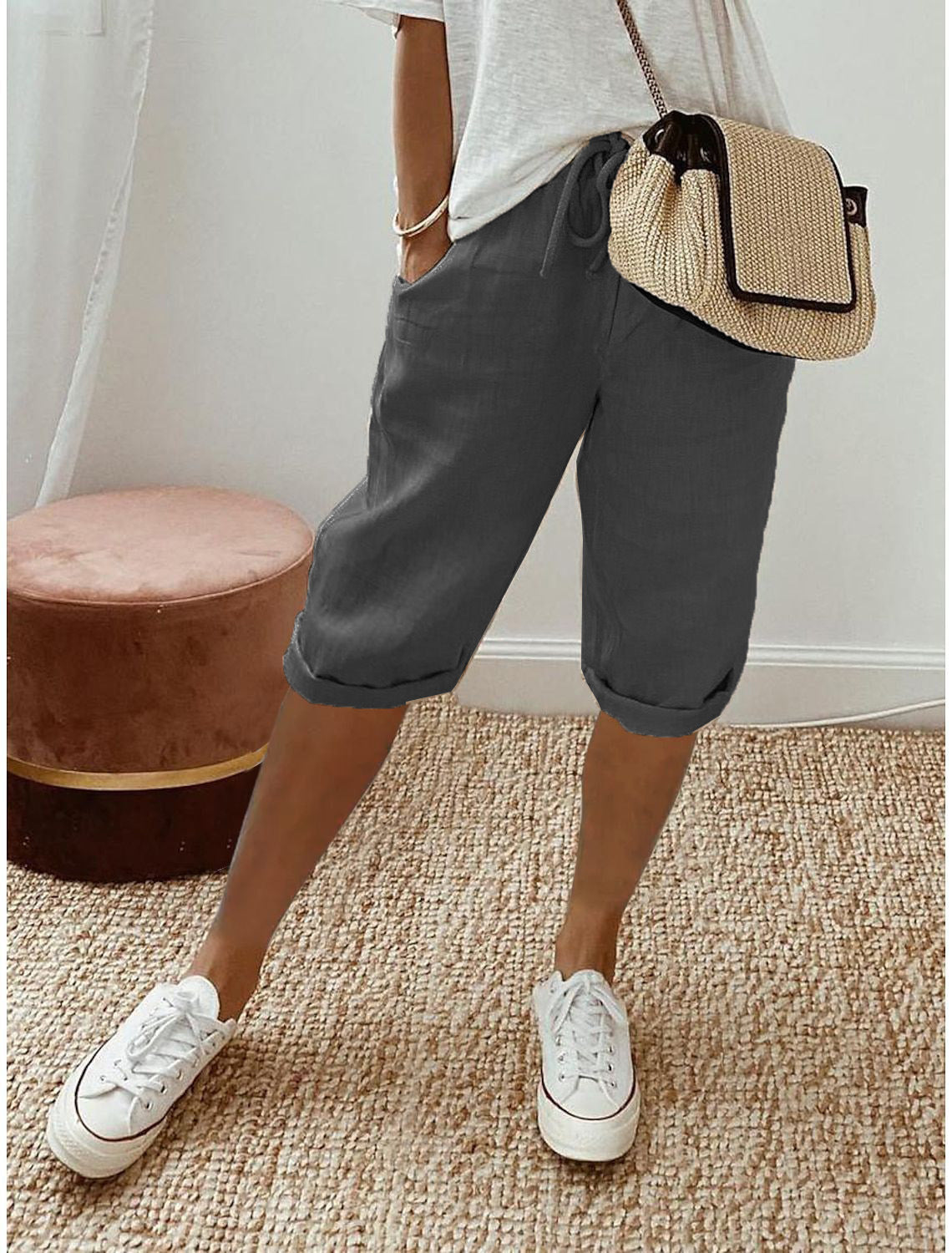 🌷🌷Time-Limited Special Price: 25.99!!⏰Women's Casual Cotton Linen Capris