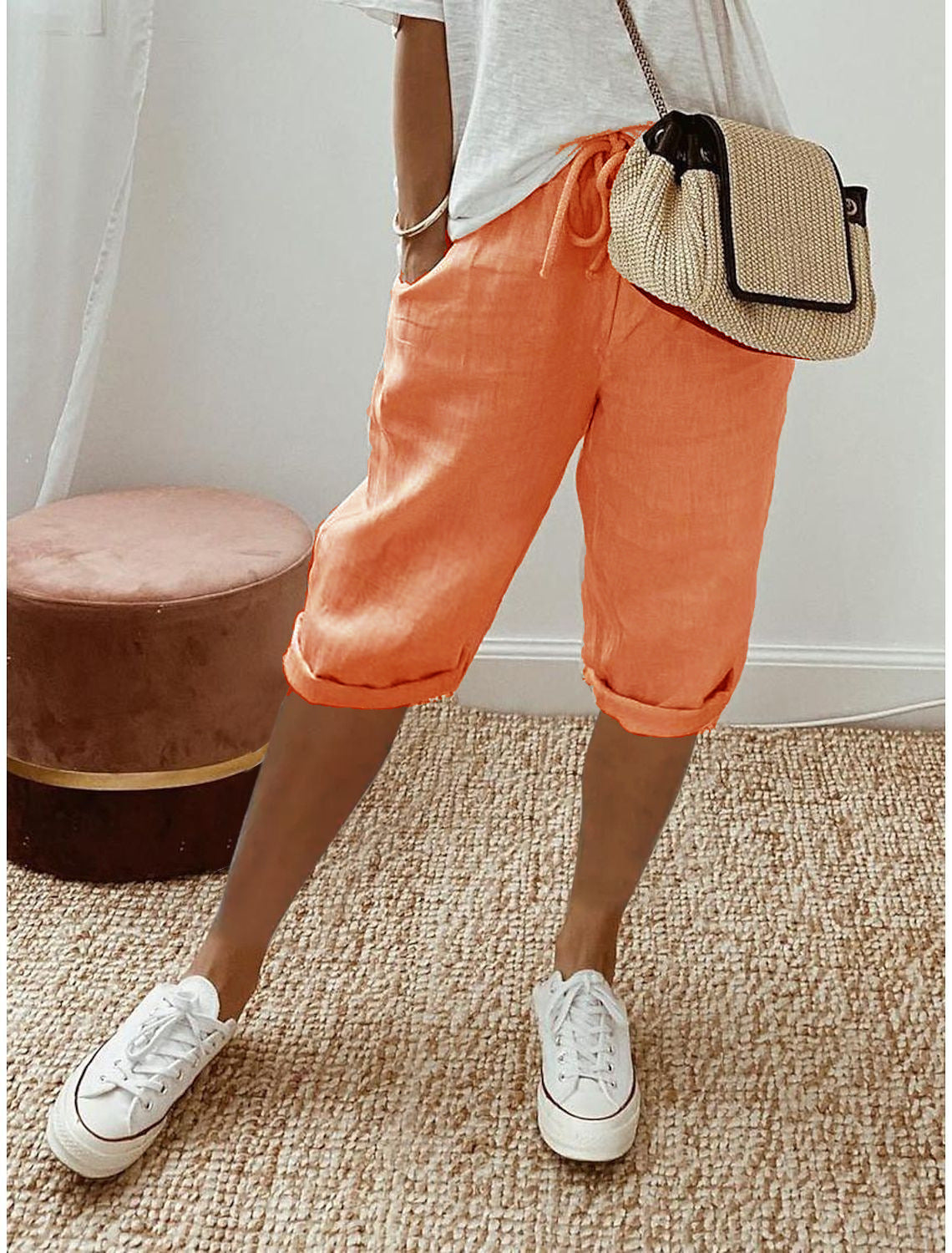 🌷🌷Time-Limited Special Price: 25.99!!⏰Women's Casual Cotton Linen Capris