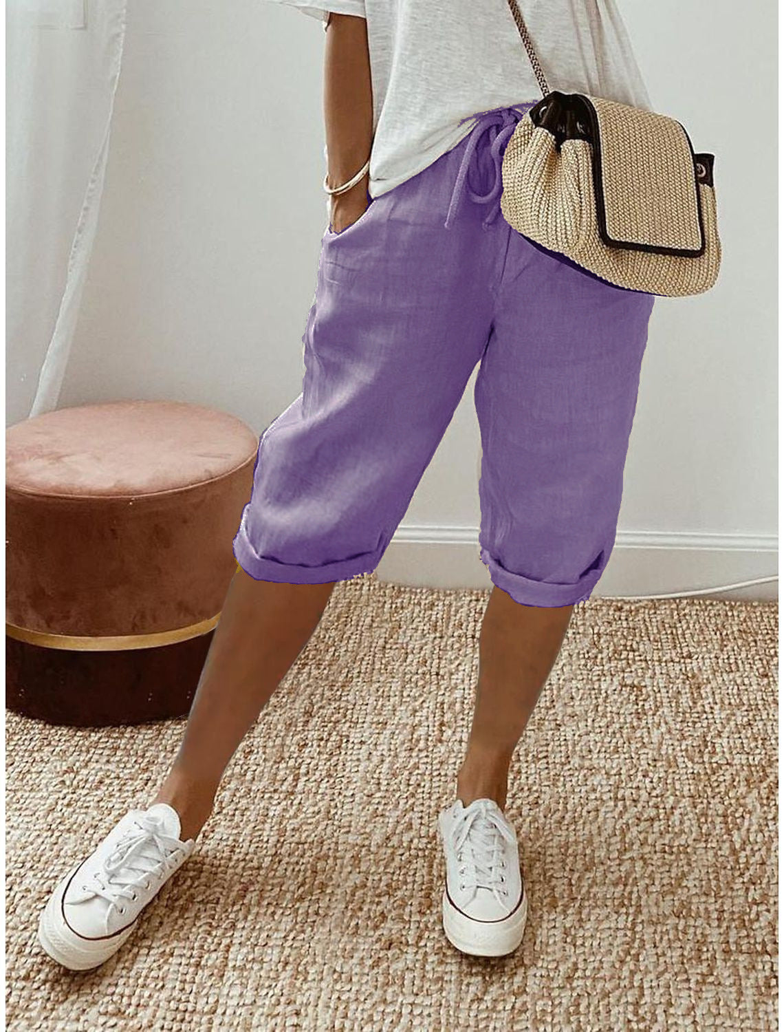 🌷🌷Time-Limited Special Price: 25.99!!⏰Women's Casual Cotton Linen Capris