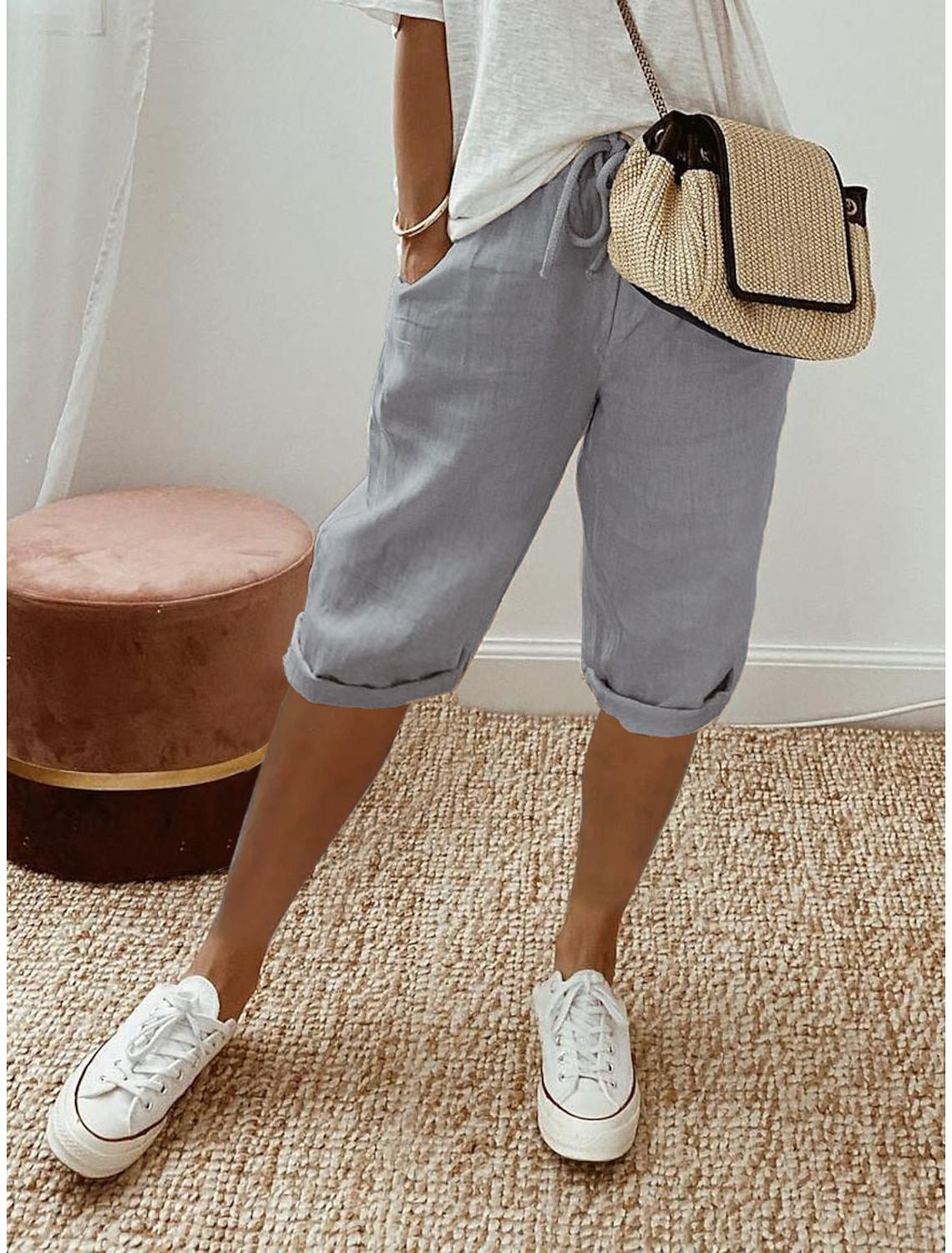 🌷🌷Time-Limited Special Price: 25.99!!⏰Women's Casual Cotton Linen Capris