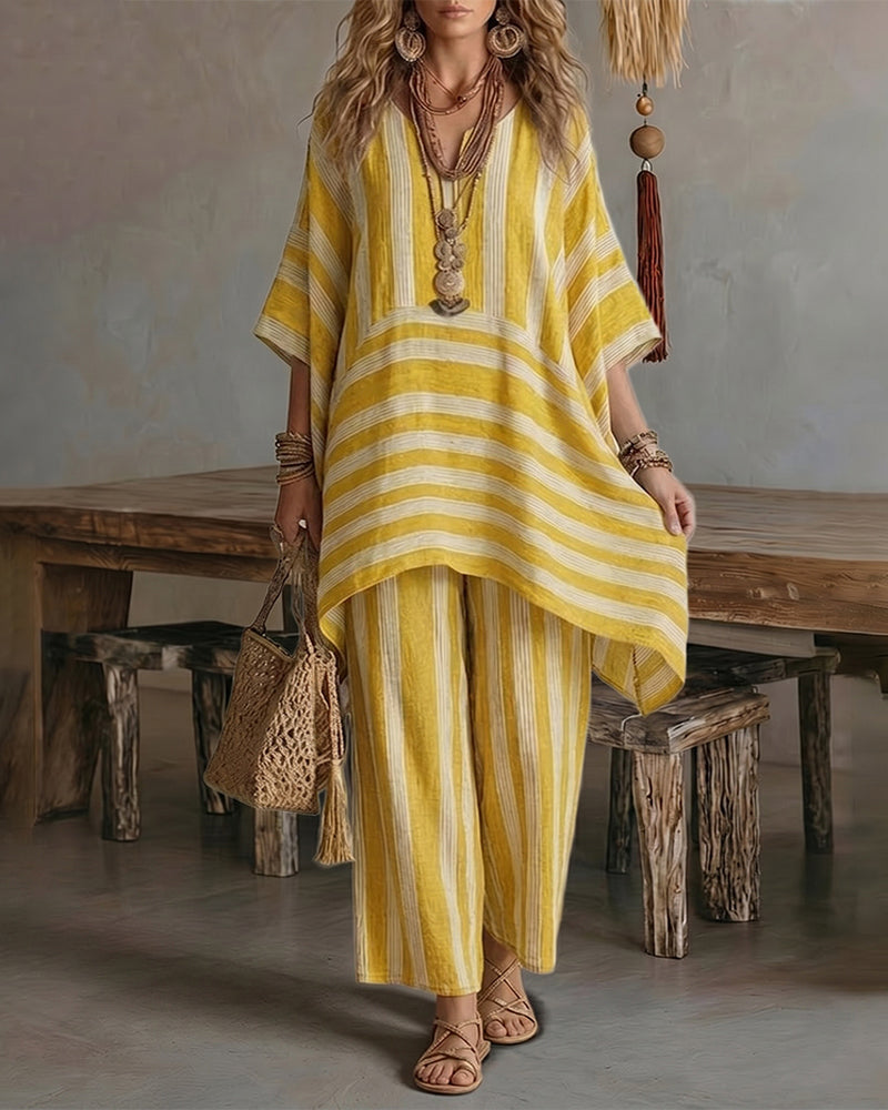 🌷🌷Casual Daily Vacation Stripe Textured Matching Set