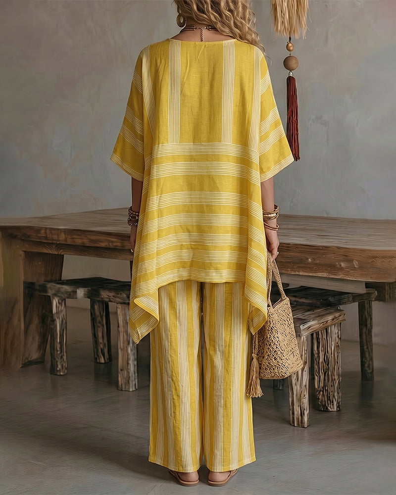 🌷🌷Casual Daily Vacation Stripe Textured Matching Set