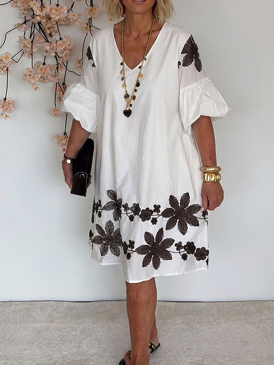 💝💝Women's Elegant Floral Print V-neck Dress
