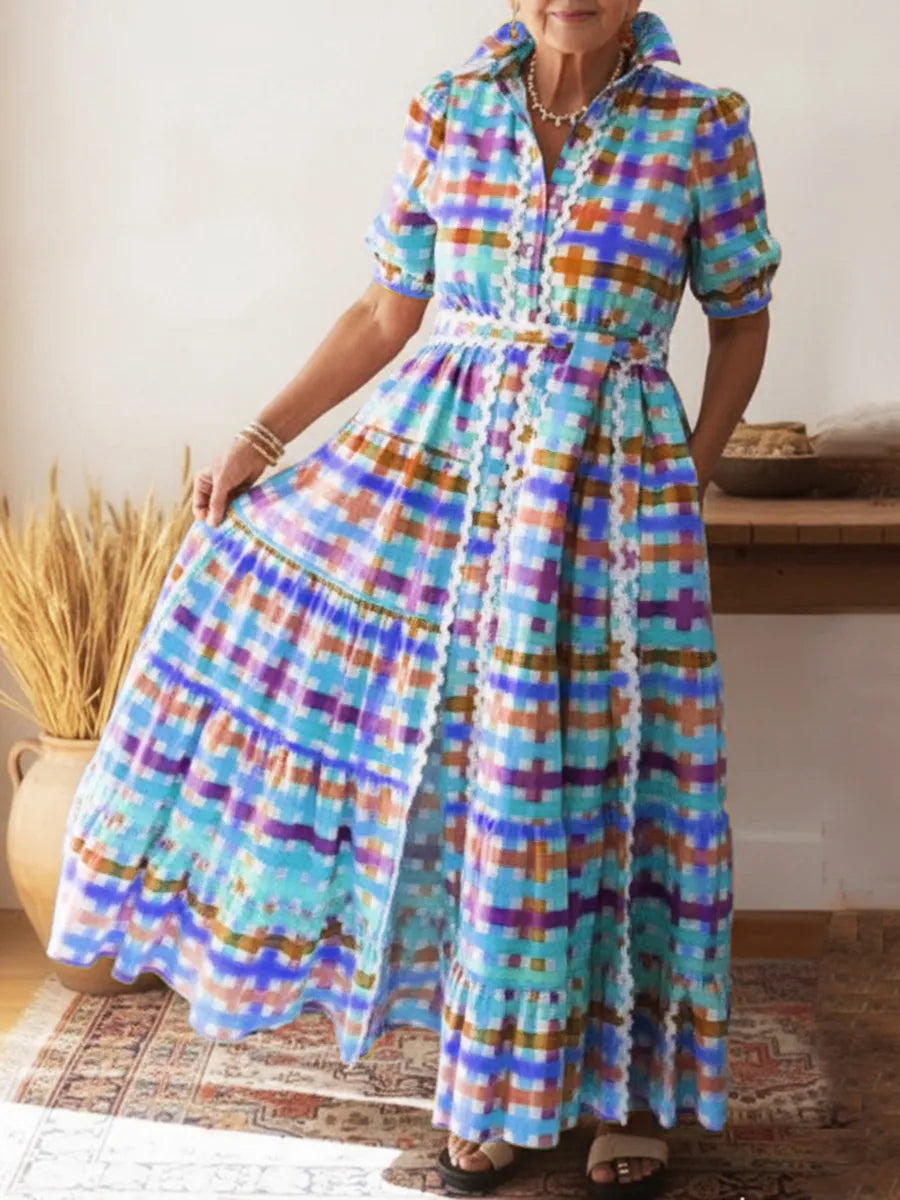 📦📦LAST DAY SAVE 49% ⏰Colorful Square Art Print Collared Shirt Dress