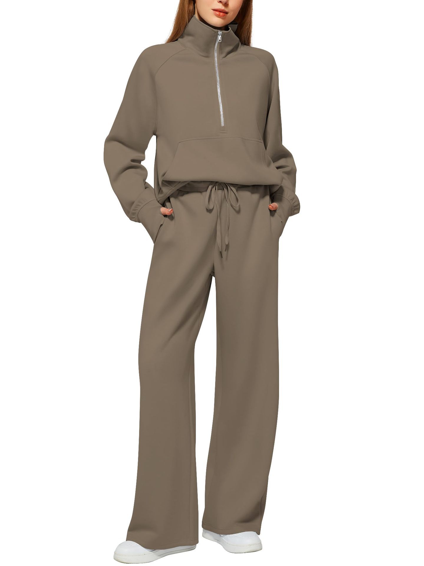 📦📦Buy 2 PCS for free shipping🔥 2026 Women's Solid Color Cotton Half Zip Two-Piece Set