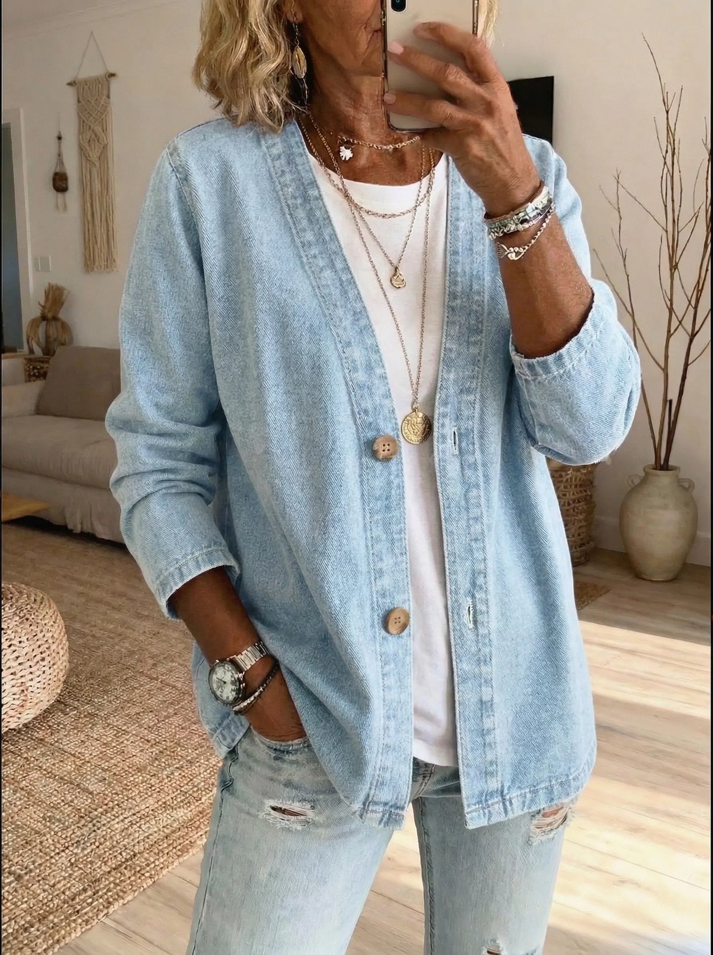 🌷🌷Dariah - Denim Button Coat