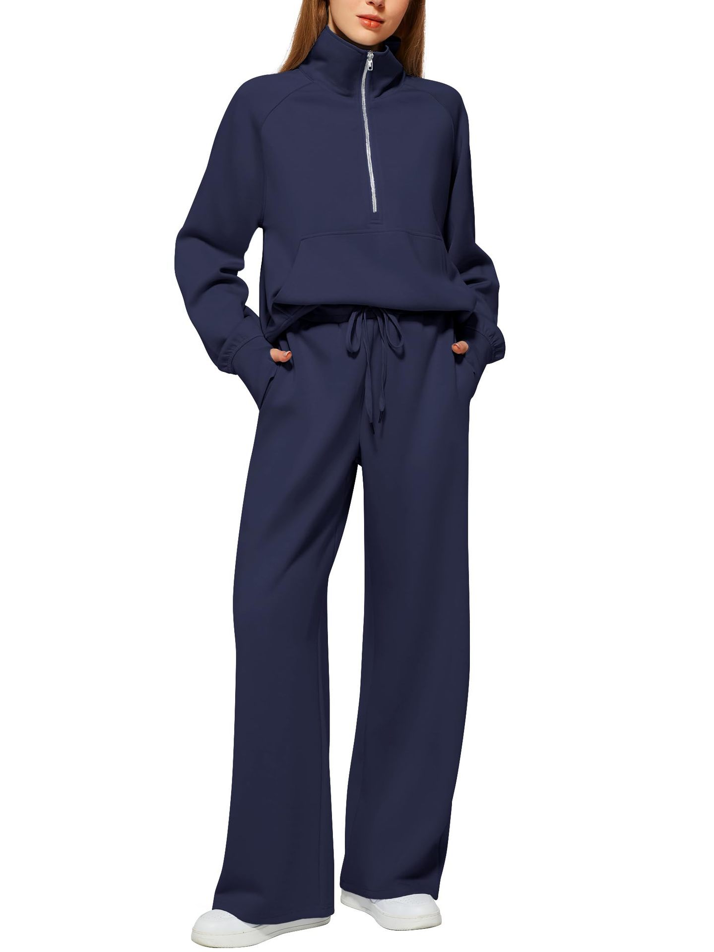 📦📦Buy 2 PCS for free shipping🔥 2026 Women's Solid Color Cotton Half Zip Two-Piece Set