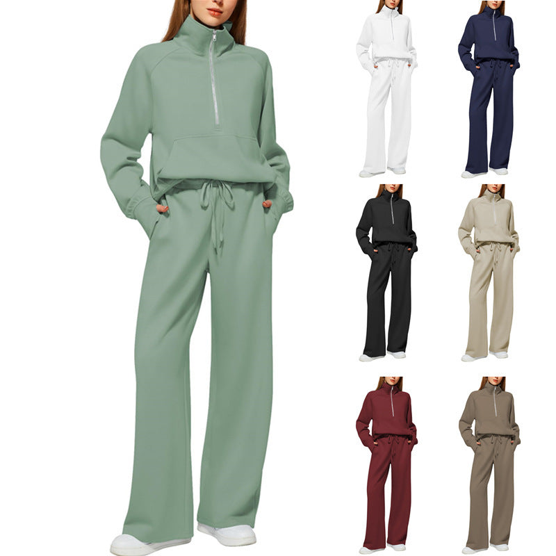 📦📦Buy 2 PCS for free shipping🔥 2026 Women's Solid Color Cotton Half Zip Two-Piece Set
